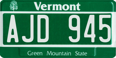 VT license plate AJD945