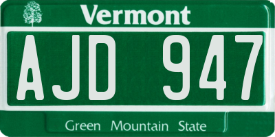 VT license plate AJD947
