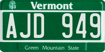 VT license plate AJD949