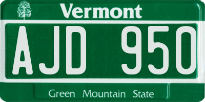 VT license plate AJD950