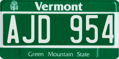 VT license plate AJD954
