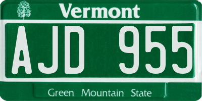 VT license plate AJD955