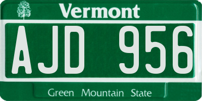 VT license plate AJD956