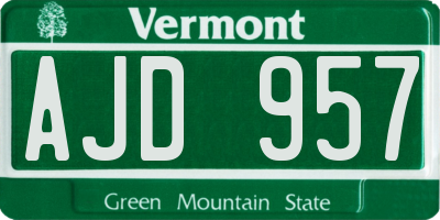 VT license plate AJD957