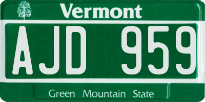 VT license plate AJD959