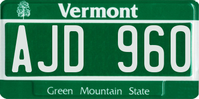 VT license plate AJD960
