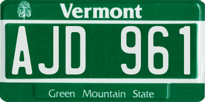 VT license plate AJD961