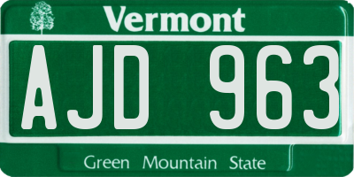 VT license plate AJD963