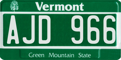 VT license plate AJD966