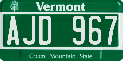 VT license plate AJD967