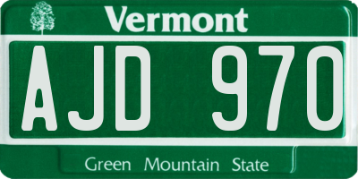 VT license plate AJD970