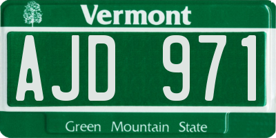 VT license plate AJD971