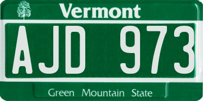 VT license plate AJD973