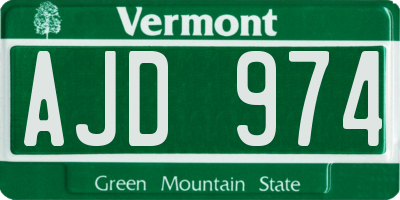 VT license plate AJD974