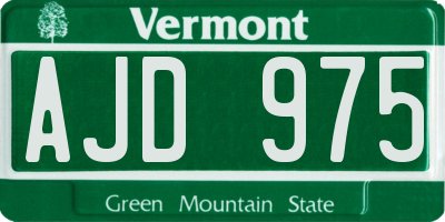 VT license plate AJD975