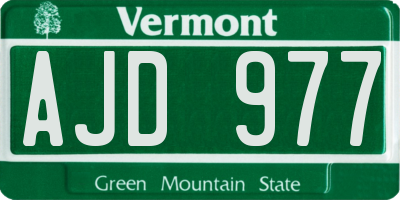VT license plate AJD977