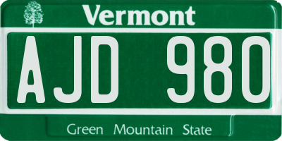 VT license plate AJD980