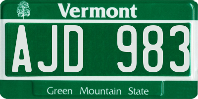 VT license plate AJD983