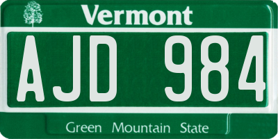 VT license plate AJD984