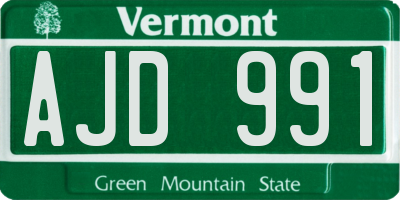 VT license plate AJD991