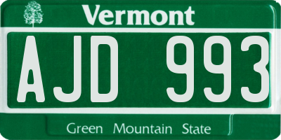 VT license plate AJD993