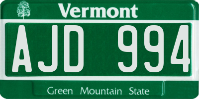 VT license plate AJD994