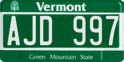 VT license plate AJD997