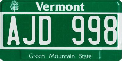 VT license plate AJD998