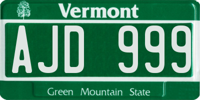 VT license plate AJD999