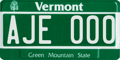 VT license plate AJE000