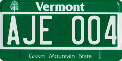 VT license plate AJE004