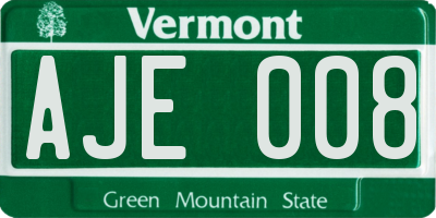 VT license plate AJE008