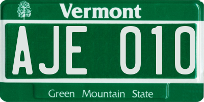 VT license plate AJE010