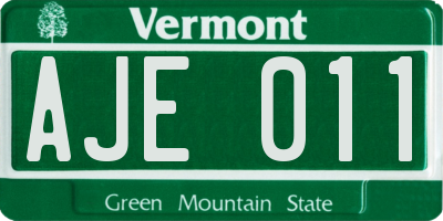 VT license plate AJE011