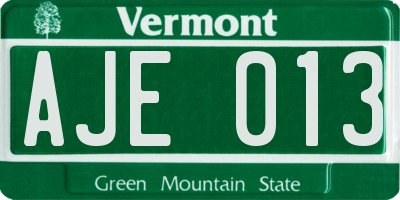 VT license plate AJE013