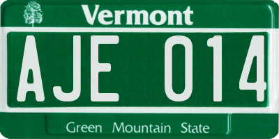 VT license plate AJE014
