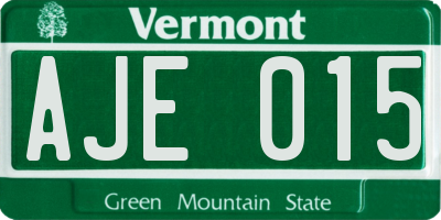 VT license plate AJE015