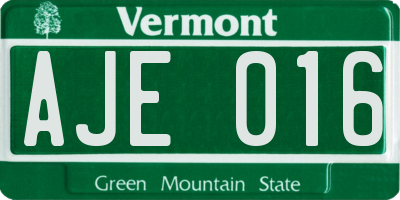 VT license plate AJE016
