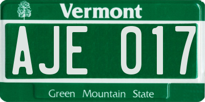 VT license plate AJE017