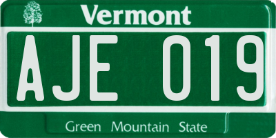 VT license plate AJE019