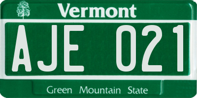 VT license plate AJE021