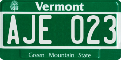 VT license plate AJE023