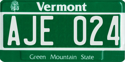 VT license plate AJE024