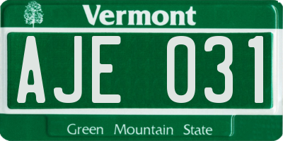 VT license plate AJE031