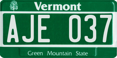 VT license plate AJE037