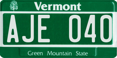 VT license plate AJE040