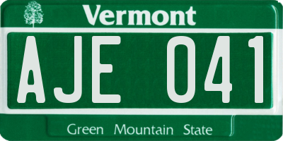 VT license plate AJE041