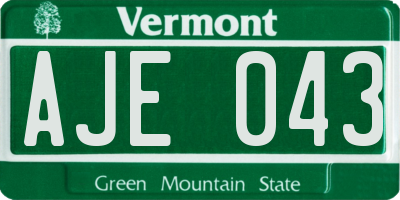 VT license plate AJE043