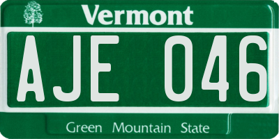 VT license plate AJE046