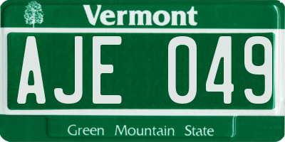 VT license plate AJE049